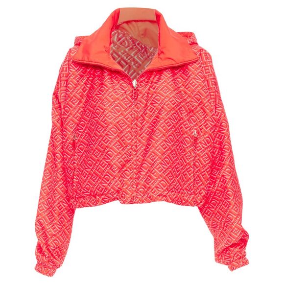 Fendi Skims Red FF monogram print nylon cropped anorak windbreaker